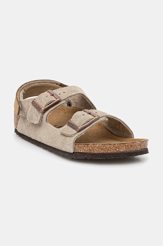 Birkenstock sandały zamszowe dziecięce Milano Planet friendly beżowy 1029471.24.35
