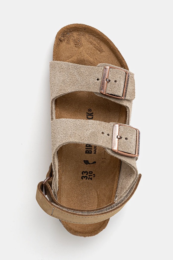 Birkenstock sandały zamszowe dziecięce Milano beżowy 1029471.24.35