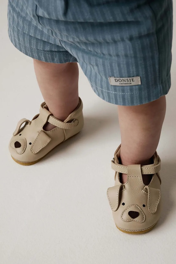 Kožne cipele za bebe Donsje Spark Special Shoes Golden Retriever zrnata koža bež 1003011