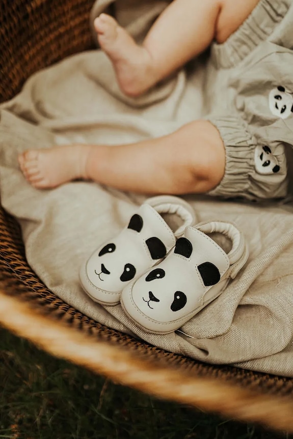 Donsje buty skórzane niemowlęce Morris Sneakers Panda nieocieplane biały 1036306