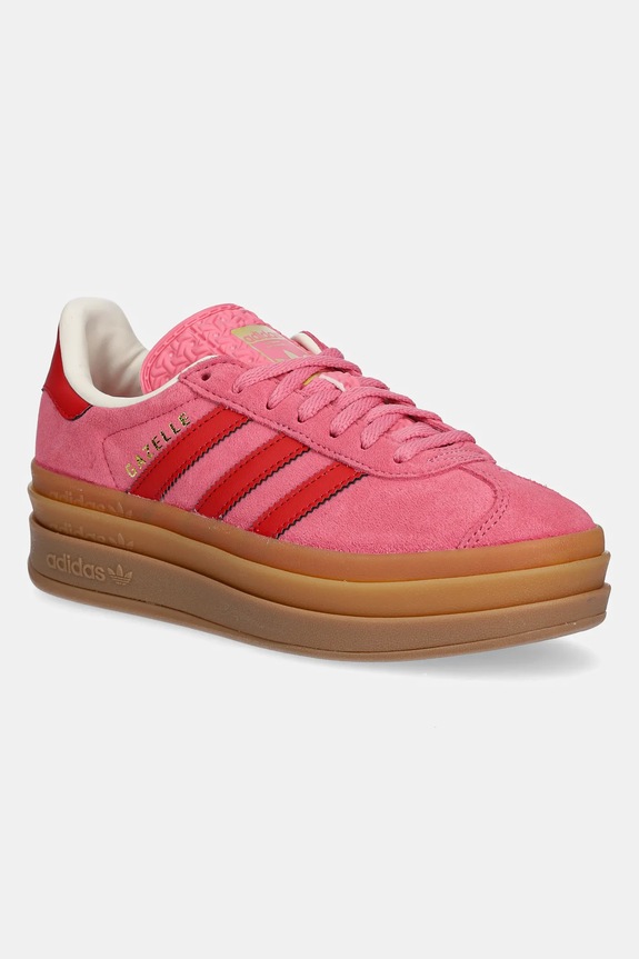 Detské semišové tenisky adidas Originals GAZELLE BOLD imitácia kože ružová JQ7407
