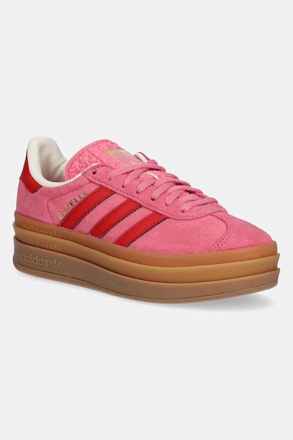 Detské semišové tenisky adidas Originals GAZELLE BOLD imitácia kože ružová JQ7407
