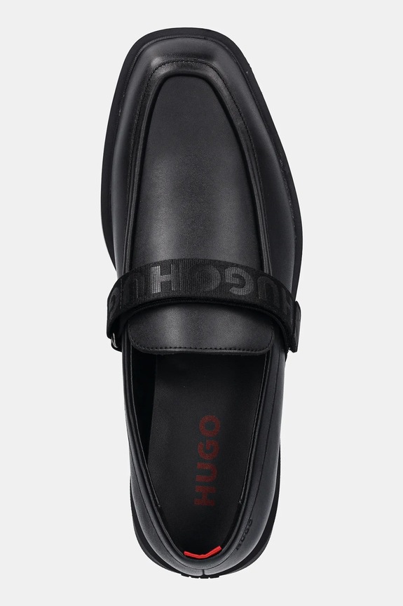 HUGO mokasyny skórzane Iker czarny 50536228.001