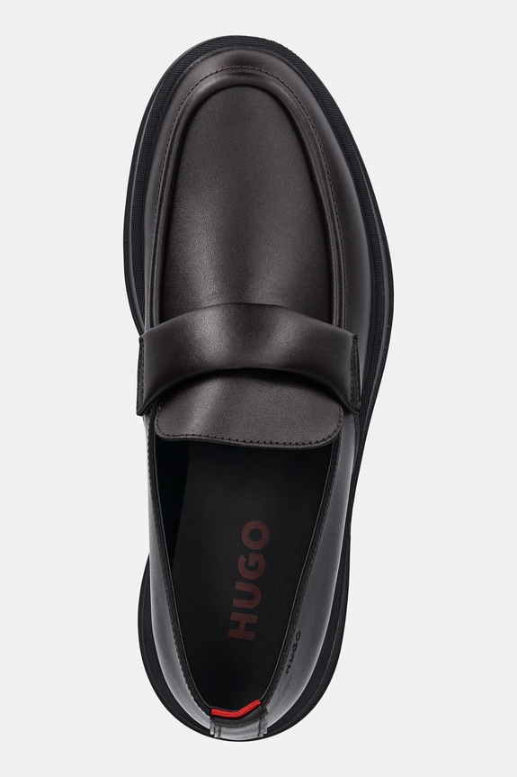 HUGO mokasyny skórzane Lenner brązowy 50536253.201