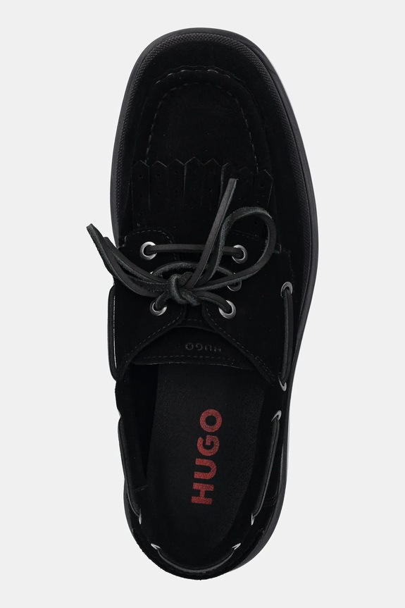 HUGO mokasyny zamszowe Chaol czarny 50536224.001