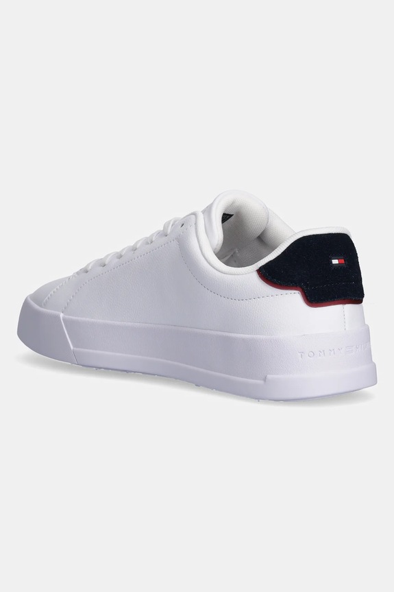 Παπούτσια Tommy Hilfiger TH COURT LTH DETAIL ESS sneakers Ανδρικά δερμάτινα FM0FM05367 λευκό