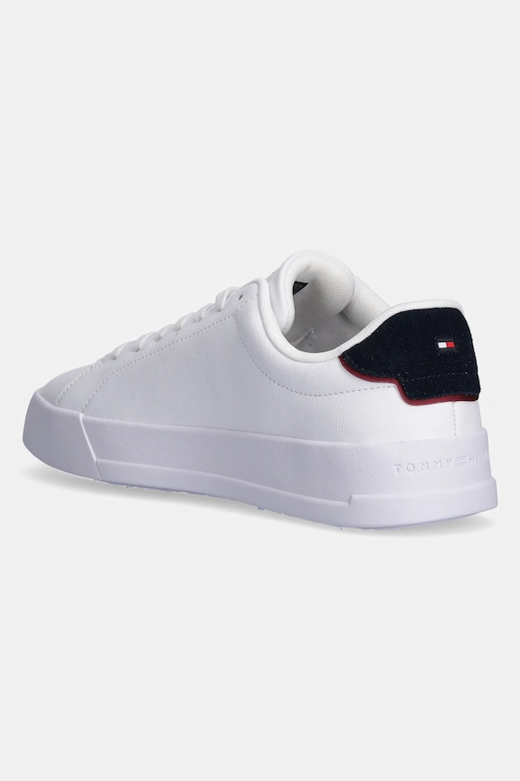 Παπούτσια Tommy Hilfiger TH COURT LTH DETAIL ESS sneakers Ανδρικά δερμάτινα FM0FM05367 λευκό