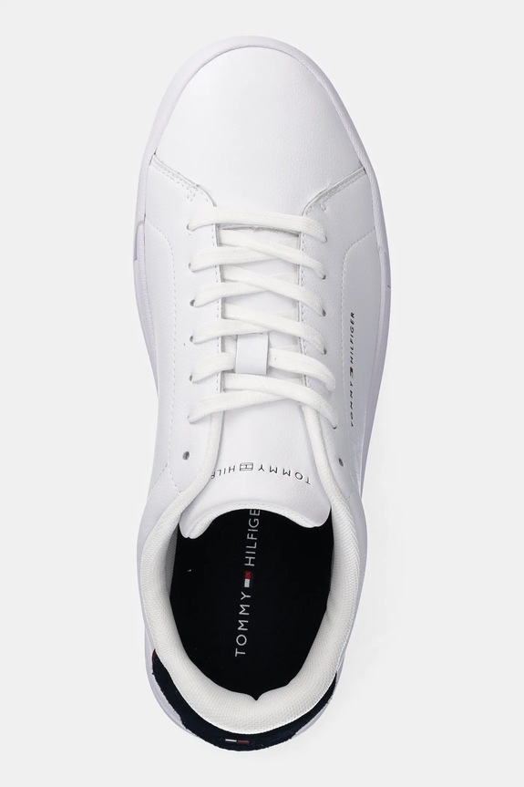 Tommy Hilfiger TH COURT LTH DETAIL ESS sneakers Ανδρικά δερμάτινα λευκό FM0FM05367