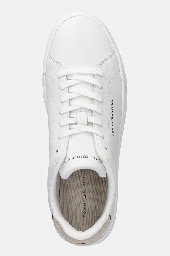 Tommy Hilfiger TH COURT LTH DETAIL ESS αθλητικά Ανδρικά δερμάτινα λευκό FM0FM05367
