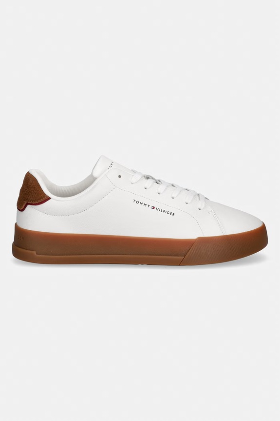Tommy Hilfiger TH COURT LTH DETAIL ESS αθλητικά Ανδρικά δερμάτινα FM0FM05367 λευκό SS26