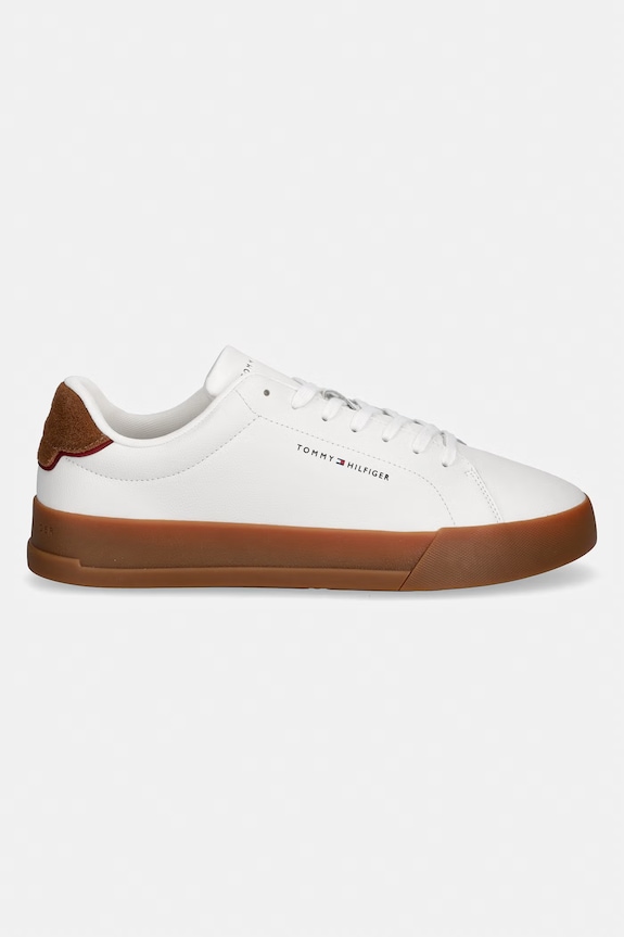 Tommy Hilfiger TH COURT LTH DETAIL ESS αθλητικά Ανδρικά δερμάτινα FM0FM05367 λευκό SS26