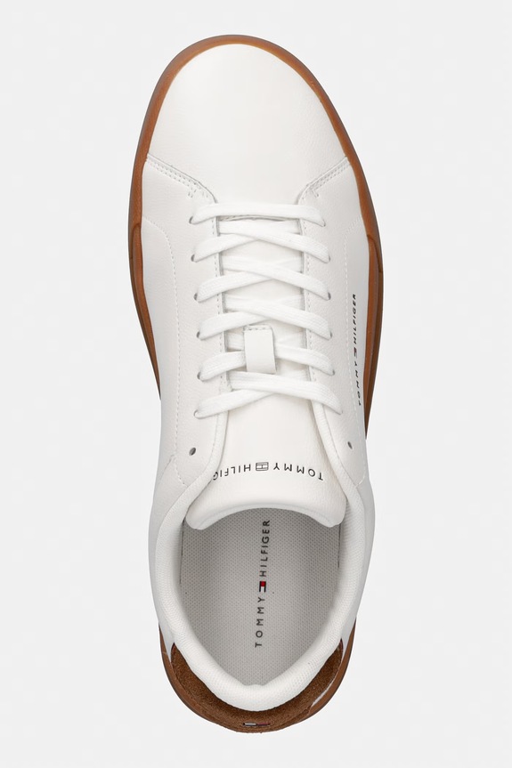 Tommy Hilfiger TH COURT LTH DETAIL ESS αθλητικά Ανδρικά δερμάτινα λευκό FM0FM05367