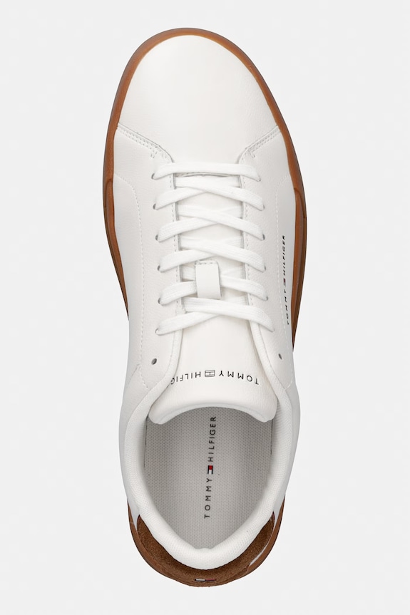 Tommy Hilfiger TH COURT LTH DETAIL ESS αθλητικά Ανδρικά δερμάτινα λευκό FM0FM05367