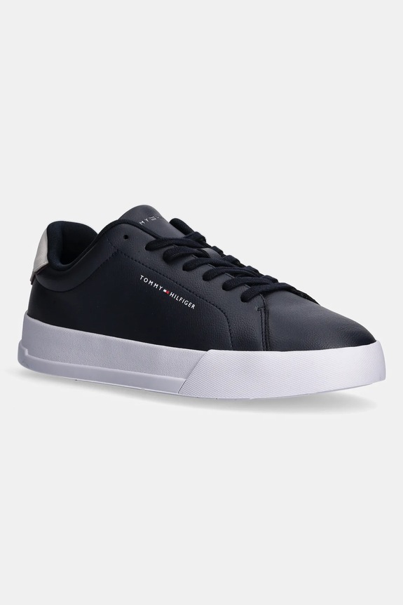Tommy Hilfiger TH COURT LTH DETAIL ESS sneakers Ανδρικά δερμάτινα μικρό σκούρο μπλε FM0FM05367