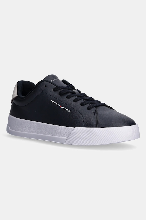 Tommy Hilfiger TH COURT LTH DETAIL ESS sneakers Ανδρικά δερμάτινα μικρό σκούρο μπλε FM0FM05367