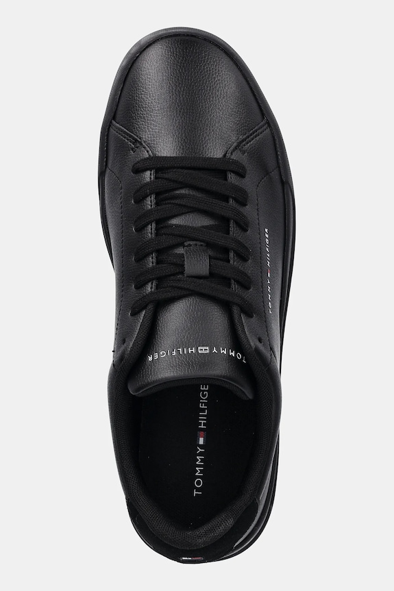 Tommy Hilfiger TH COURT LTH DETAIL ESS sneakers bărbați din piele negru FM0FM05367