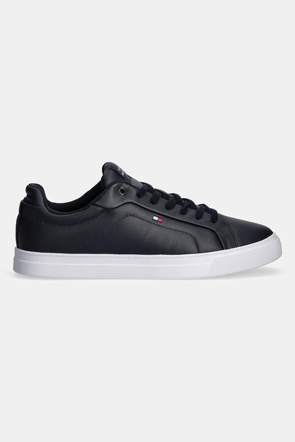 Kožené sneakers boty Tommy Hilfiger ICON COURT LTH FLAG ESS FM0FM05317 námořnická modř SS26