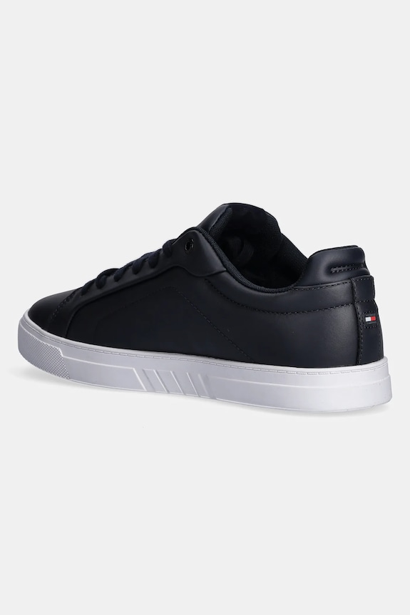 Boty Kožené sneakers boty Tommy Hilfiger ICON COURT LTH FLAG ESS FM0FM05317 námořnická modř
