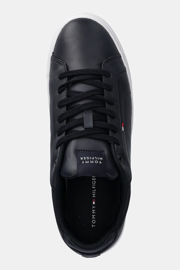 Kožené sneakers boty Tommy Hilfiger ICON COURT LTH FLAG ESS námořnická modř FM0FM05317