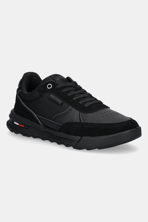 Tommy Hilfiger sneakersy skórzane RETRO RUNNER MIX RWB skóra zamszowa czarny FM0FM05371
