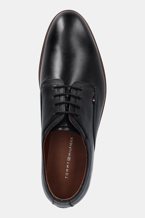 Tommy Hilfiger bőr félcipő HILFIGER THUNIT LEATHER SHOE fekete FM0FM05472