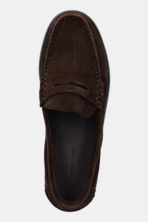Mokasini iz semiša Tommy Hilfiger CLASSIC HILFIGER SUEDE LOAFER rjava FM0FM05363