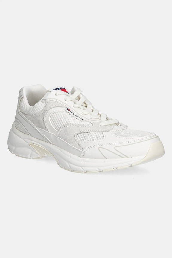 Tommy Jeans sneakers THE CONEY imitatie de piele intoarsa alb EM0EM01520