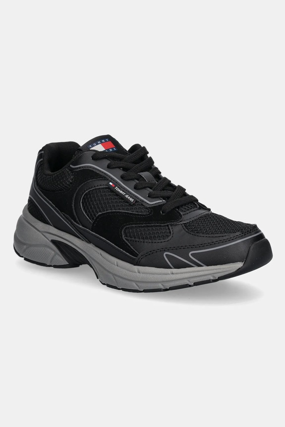 Tommy Jeans sneakers THE CONEY imitatie de piele intoarsa negru EM0EM01520