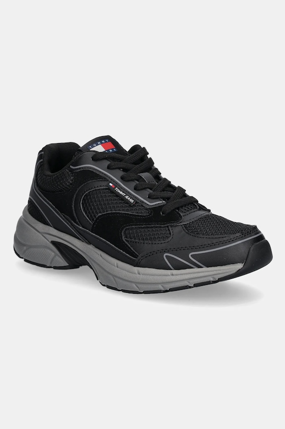 Tommy Jeans sneakers THE CONEY imitatie de piele intoarsa negru EM0EM01520
