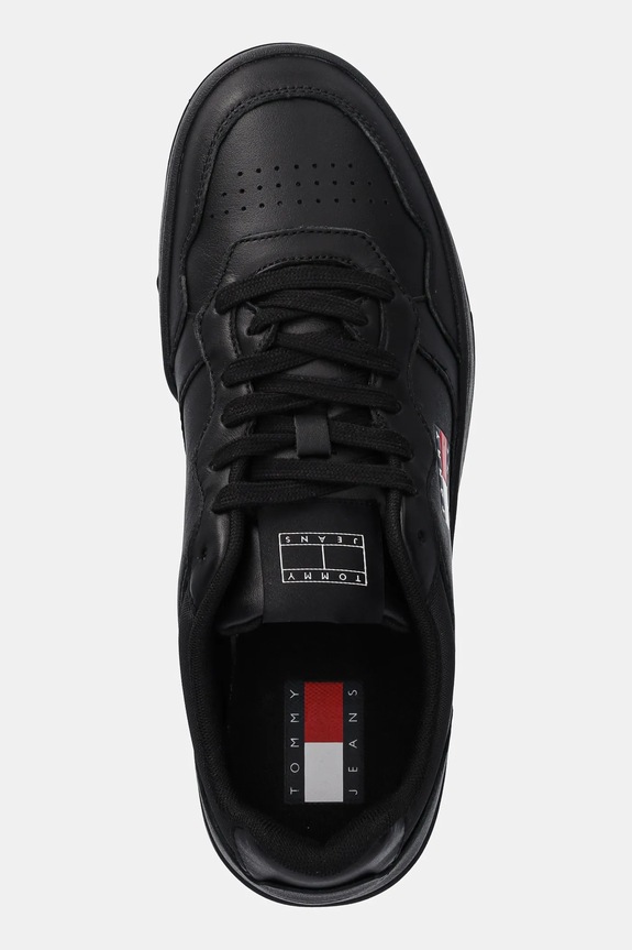 Kožené sneakers boty Tommy Jeans TJM CUPSOLE LEATHER ESS černá EM0EM01443