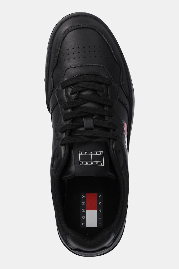 Kožené sneakers boty Tommy Jeans TJM CUPSOLE LEATHER ESS černá EM0EM01443