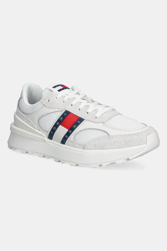 Tenisky Tommy Jeans TJM TECHNICAL RUNNER ESS semišová koža biela EM0EM01537