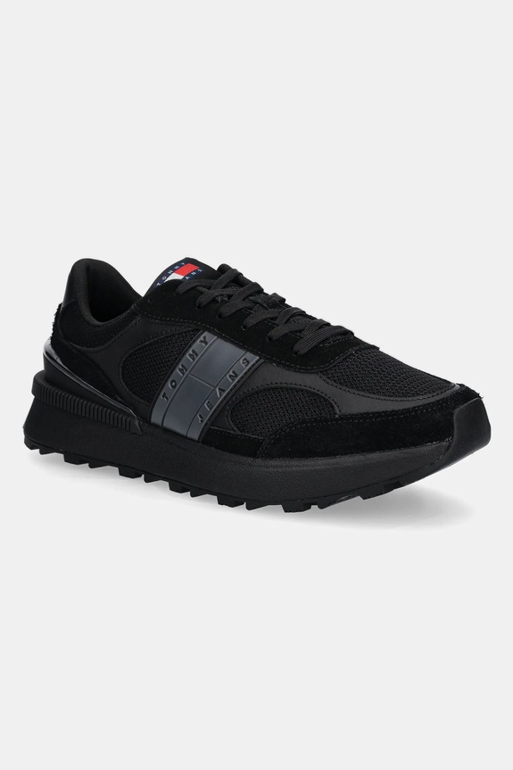 Tenisky Tommy Jeans TJM TECHNICAL RUNNER ESS semišová koža čierna EM0EM01537
