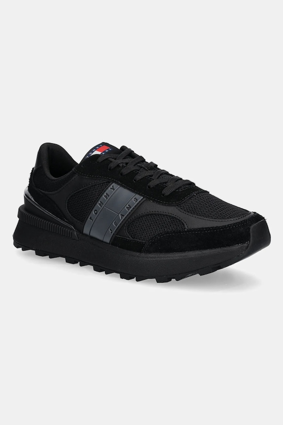 Tenisky Tommy Jeans TJM TECHNICAL RUNNER ESS semišová koža čierna EM0EM01537