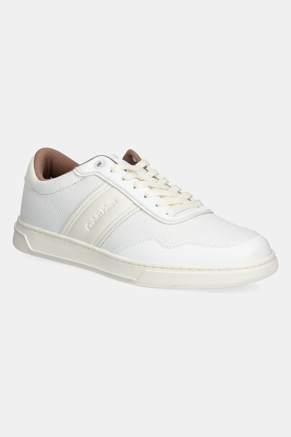 Calvin Klein sneakers LOW TOP LACE UP LOGO sintetic alb HM0HM01653