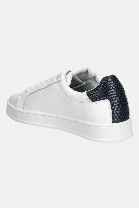 Cipők Calvin Klein bőr sportcipő LOW TOP LACE UP WOVEN HM0HM01767 fehér