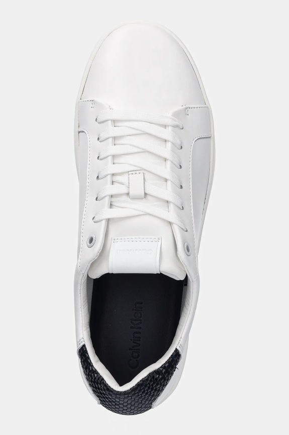 Calvin Klein bőr sportcipő LOW TOP LACE UP WOVEN fehér HM0HM01767