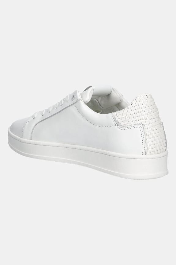 Obuwie Calvin Klein sneakersy skórzane LOW TOP LACE UP WOVEN HM0HM01767 biały