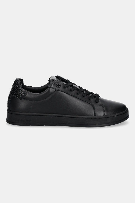Calvin Klein sneakersy skórzane LOW TOP LACE UP WOVEN HM0HM01767 czarny SS25
