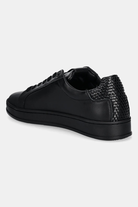 Obuwie Calvin Klein sneakersy skórzane LOW TOP LACE UP WOVEN HM0HM01767 czarny