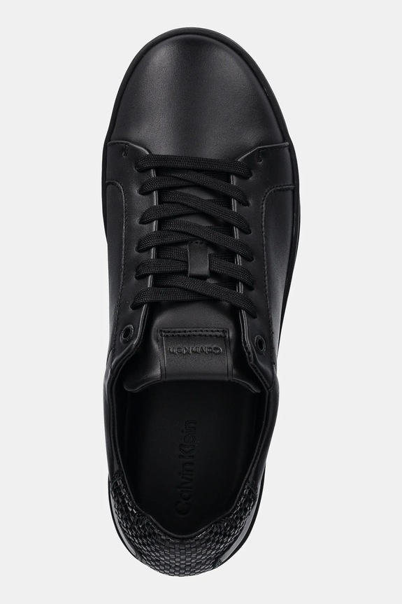 Calvin Klein sneakersy skórzane LOW TOP LACE UP WOVEN czarny HM0HM01767