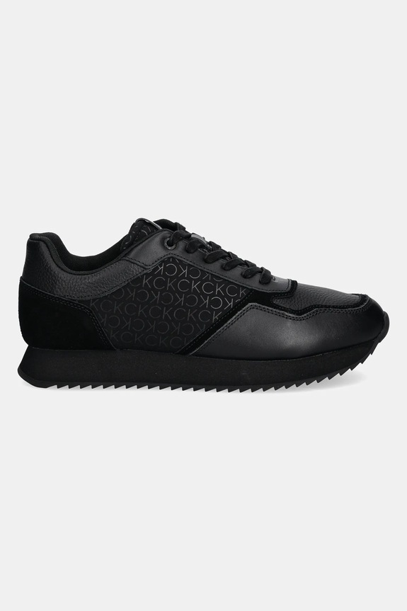 Kožené sneakers boty Calvin Klein LOW TOP LACE UP MONO HM0HM01664 černá SS25