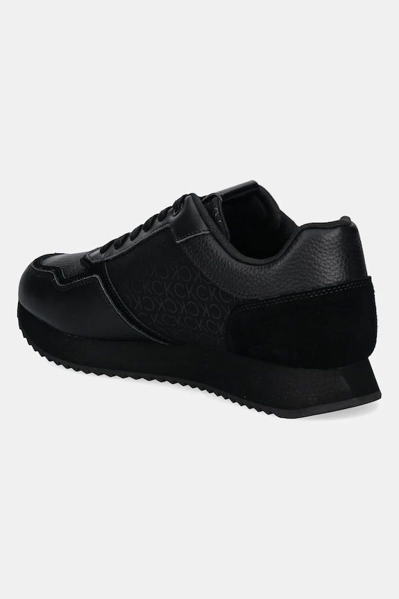 Boty Kožené sneakers boty Calvin Klein LOW TOP LACE UP MONO HM0HM01664 černá