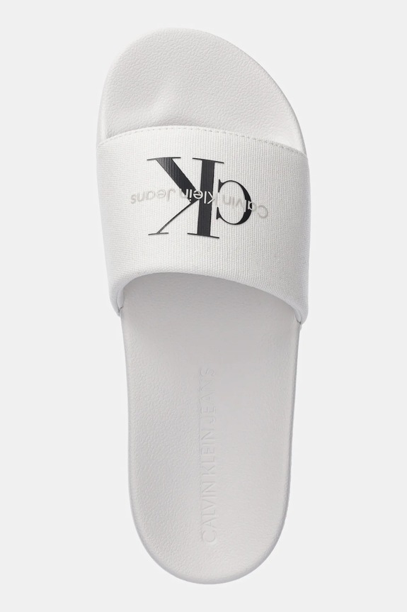 Calvin Klein Jeans klapki SLIDE MONOGRAM biały YM0YM01271