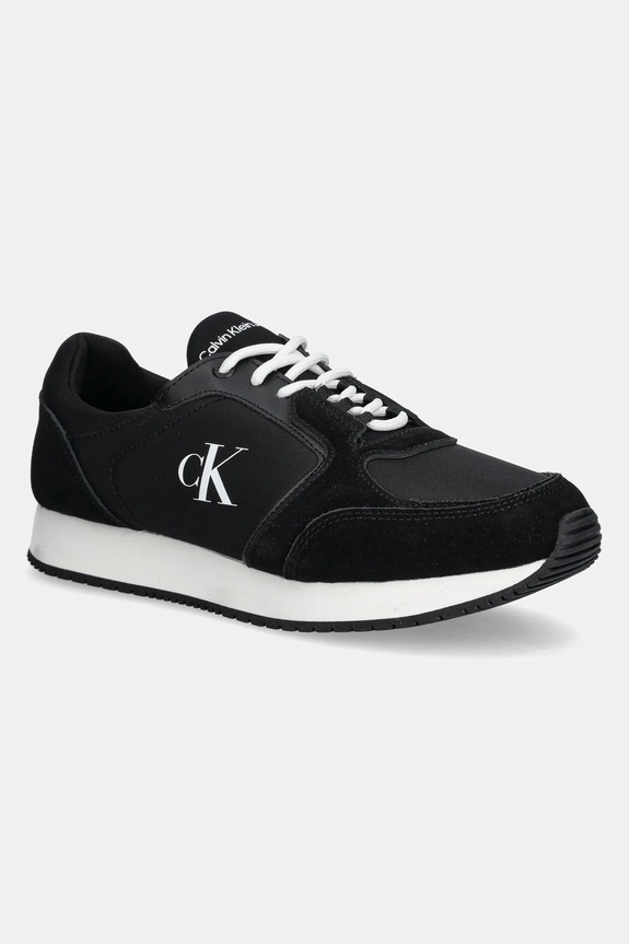 Sneakers boty Calvin Klein Jeans RETRO SOCK RUNNER MG WMM semišová kůže černá YM0YM01152