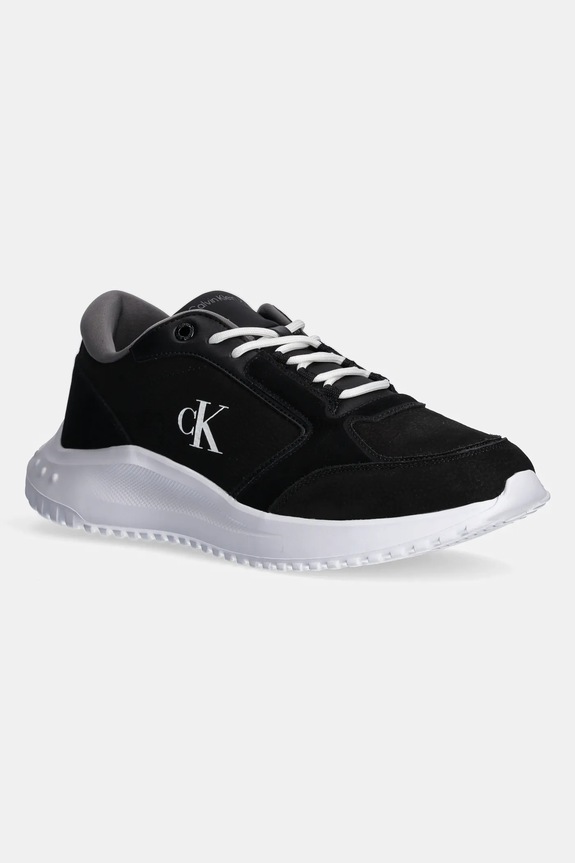 Calvin Klein Jeans sneakersy skórzane EVA RUNNER LOW MG WMM skóra zamszowa czarny YM0YM01145