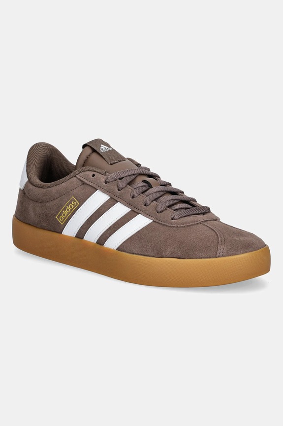 Tenisice od nubuk kože adidas Vl Court niska smeđa JP7536