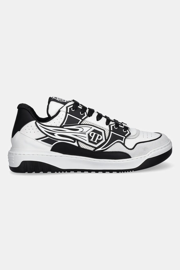 Philipp Plein sneakers din piele Lo-Top Hexagon MSC4017.PLE010N.0102 alb SS25