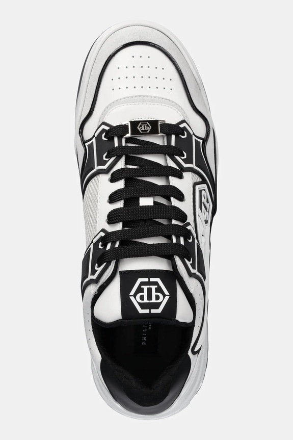 Philipp Plein sneakers din piele Lo-Top Hexagon alb MSC4017.PLE010N.0102