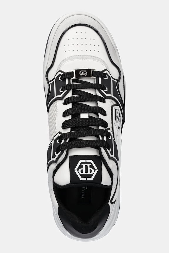 Philipp Plein sneakers din piele Lo-Top Hexagon alb MSC4017.PLE010N.0102